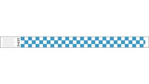 Tyvek 3/4" Wristbands - Checkers Neon Blue