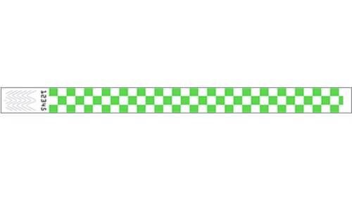 Tyvek 3/4" Wristbands - Checkers Neon Lime