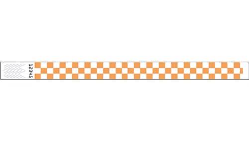 Tyvek 3/4" Wristbands - Checkers Neon Orange