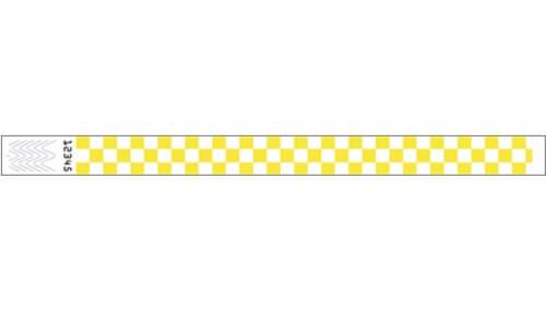 Tyvek 3/4" Wristbands - Checkers Neon Yellow