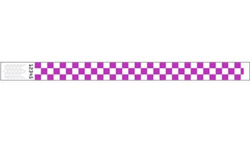 Tyvek 3/4&quot; Wristbands - Checkers Purple