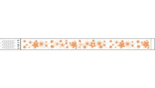 Tyvek 3/4" Wristbands - Little Stars Neon Ornage