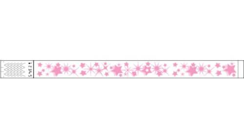 Tyvek 3/4" Wristbands - Little Stars Neon Pink