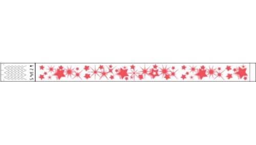 Tyvek 3/4" Wristbands - Little Stars Neon Red