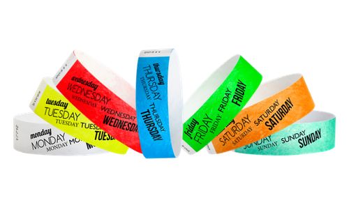 Tyvek 3/4&quot; Wristbands - Days of the WEek