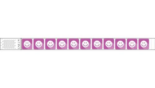 Tyvek 3/4" Wristbands - Happyface Purple