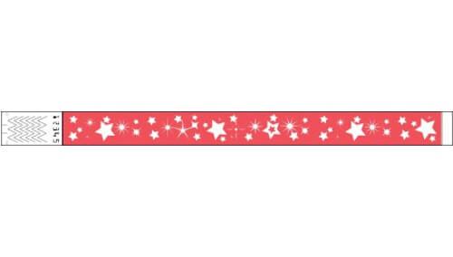 Tyvek 3/4" Wristbands - Reverse Star Red