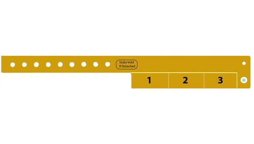 Vinyl Wristbands - 3 Tab Gold