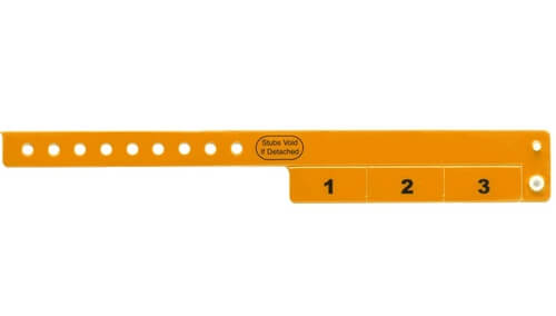 Vinyl Wristbands - 3 Tab Neon Orange