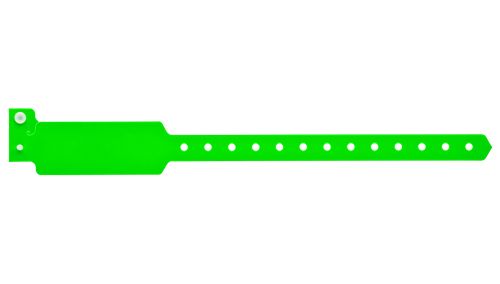 Plastic Wristbands - Wide Face Neon Green