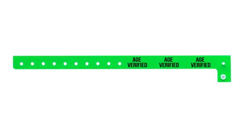  Plastic Wristbands - Age Verified Neon Green