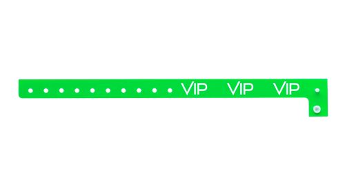  Plastic Wristbands -  VIP Neon Green