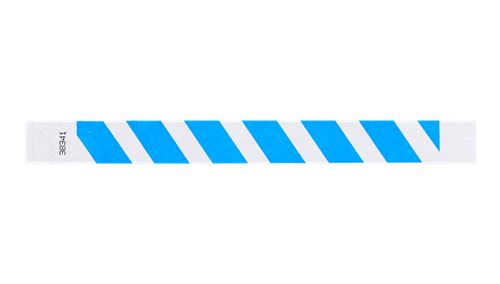 Tyvek 1" Wristbands - Stripes Neon Blue