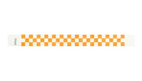 Tyvek 1" Wristbands - Checkerboard Neon Orange