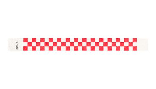 Tyvek 1" Wristbands - Checkerboard Neon Red