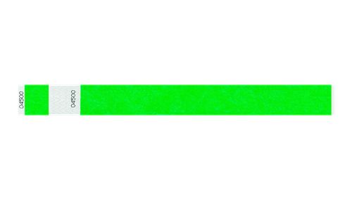 Tyvek 1" Wristbands Custom  - Detachable Stub Neon Green