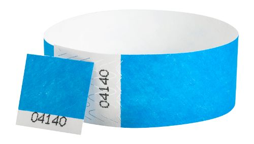 Tyvek 1" Wristbands Custom  - Detachable Stub Neon Blue