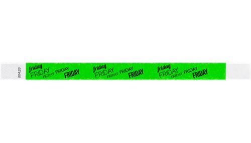 Tyvek 3/4" Wristbands - Friday Neon Green