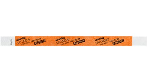 Tyvek 3/4" Wristbands - Saturday neon Orange