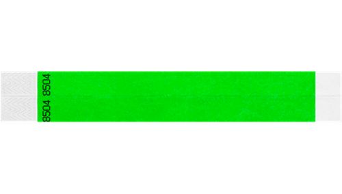 Tyvek 3/4" Wristbands Custom  - Duplicate Numbers Neon Green