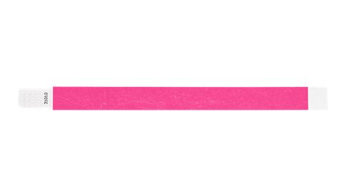 Tyvek 3/4" Wristbands  Custom  - Qwik Fit Neon Pink